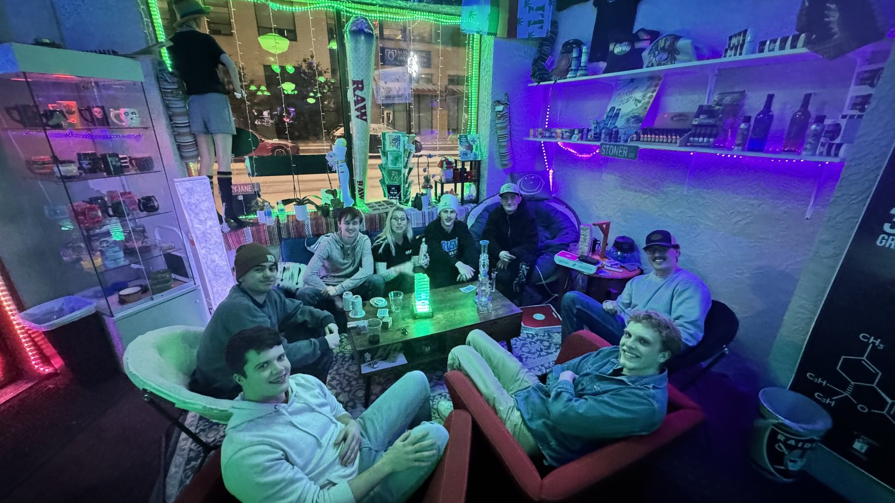 Friends hanging out in the lounge